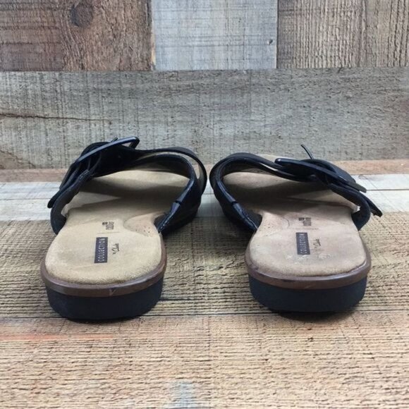 Collection By Clarks Black Leather Kele Heather Slides Womens 7 W Cross Strap - Picture 7 of 12